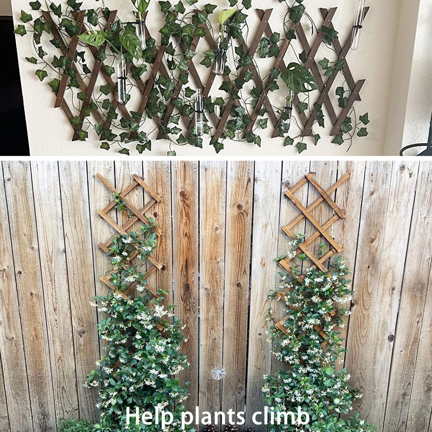 Wooden Lattice Wall 2Pack-Expandable Plant Garden Trellis