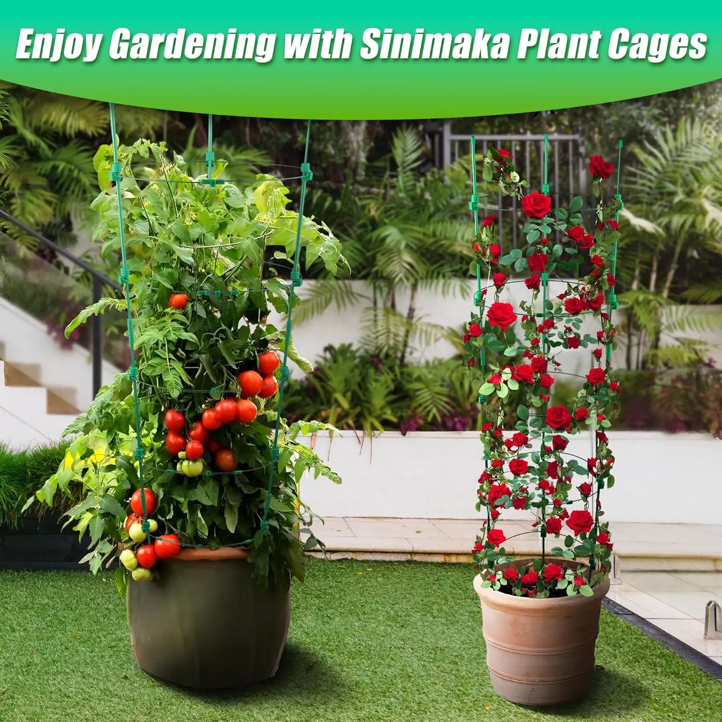 4 Pack Adjustable Tomato Cages, 36 Inch Garden Trellis