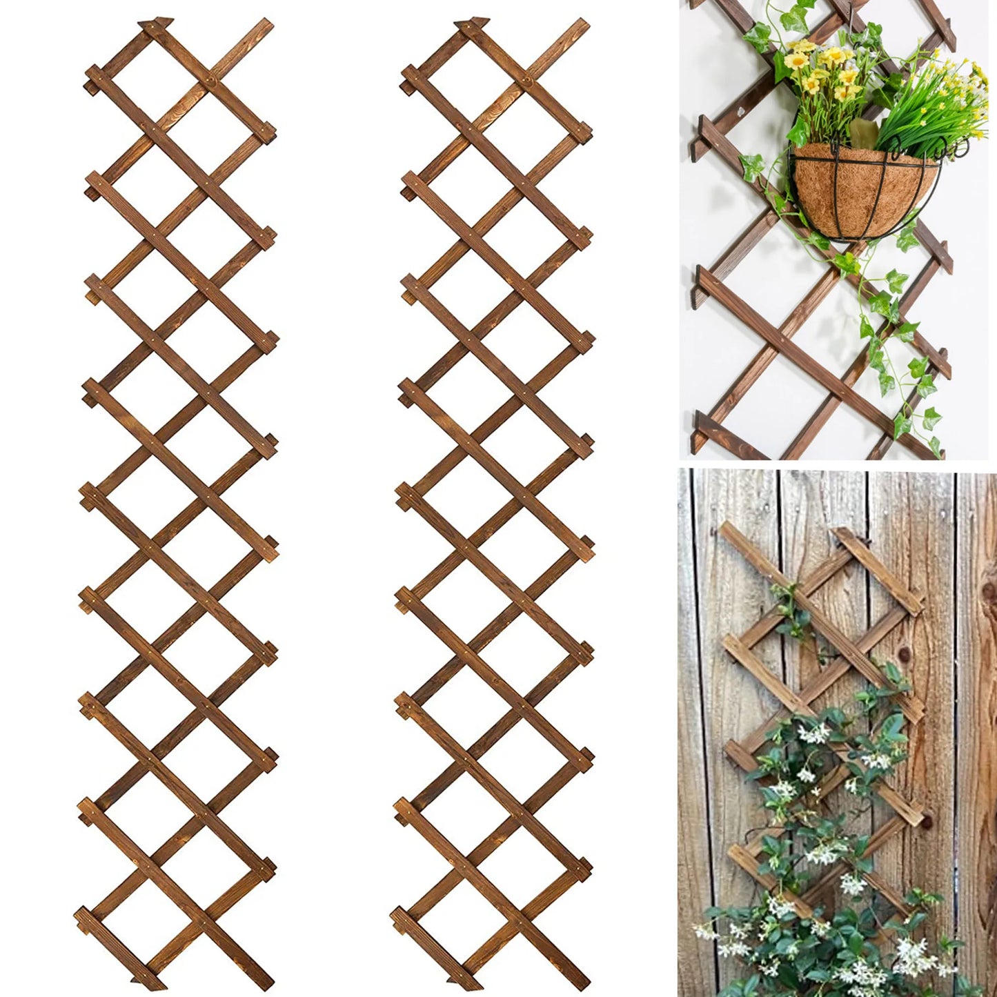 Wooden Lattice Wall 2Pack-Expandable Plant Garden Trellis