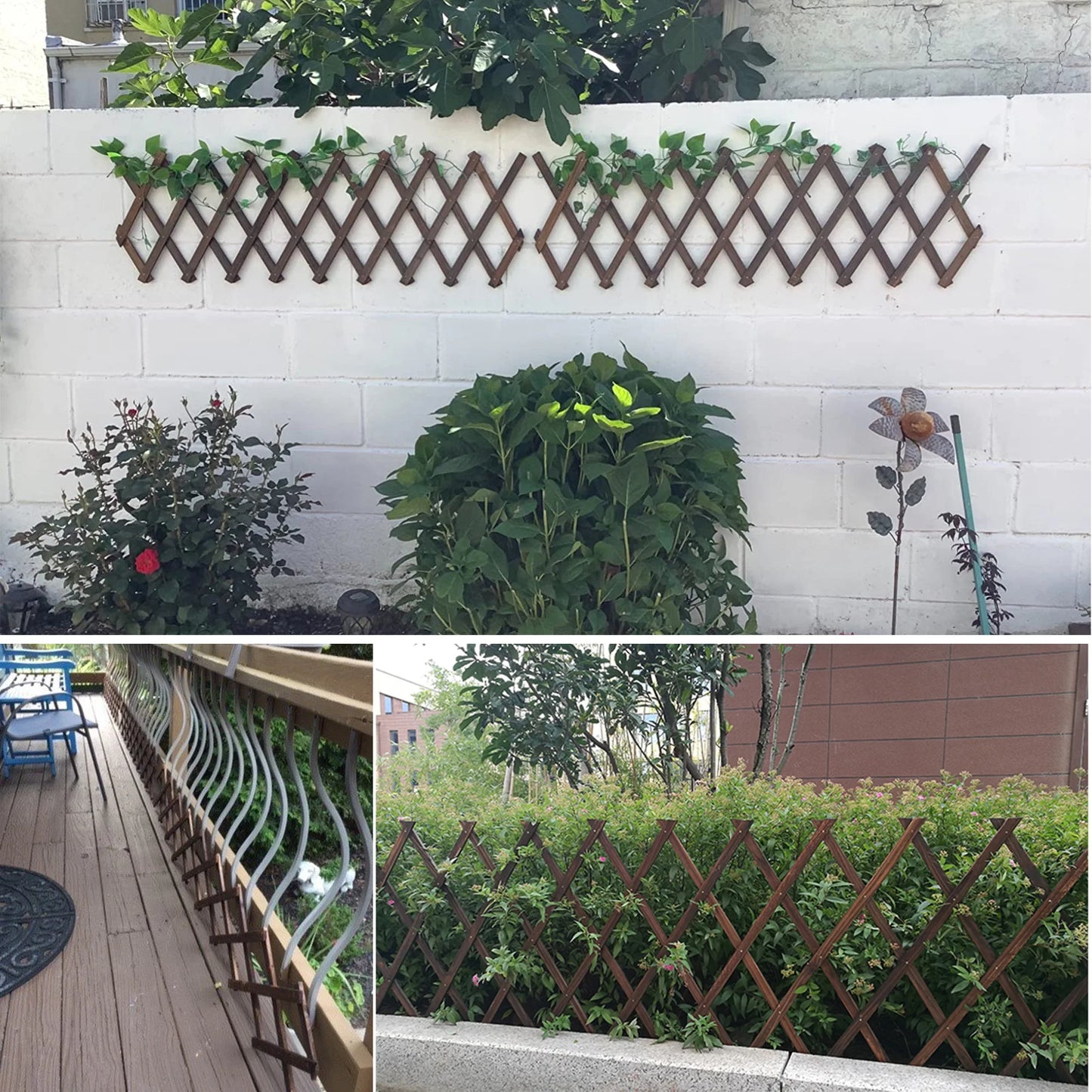 Wooden Lattice Wall 2Pack-Expandable Plant Garden Trellis