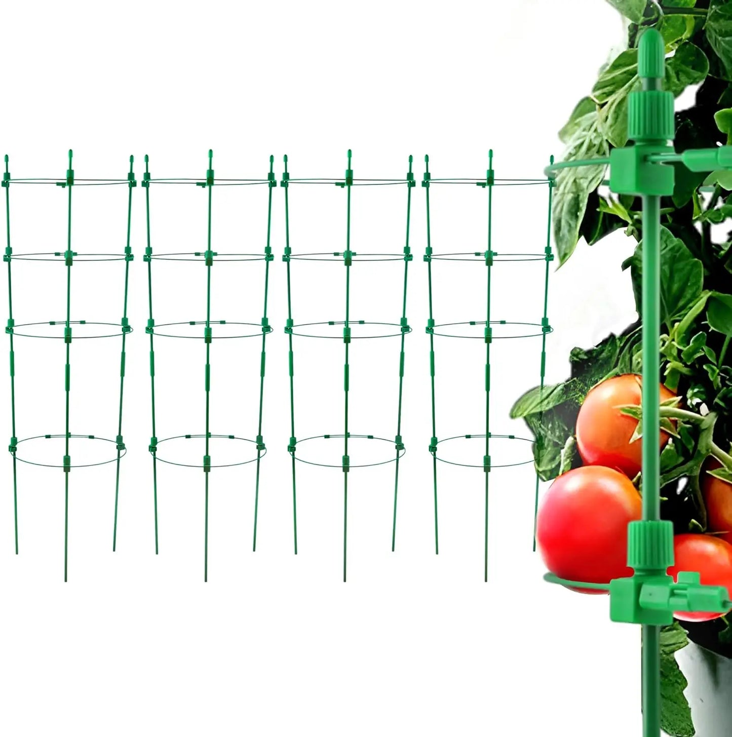 4 Pack Adjustable Tomato Cages, 36 Inch Garden Trellis