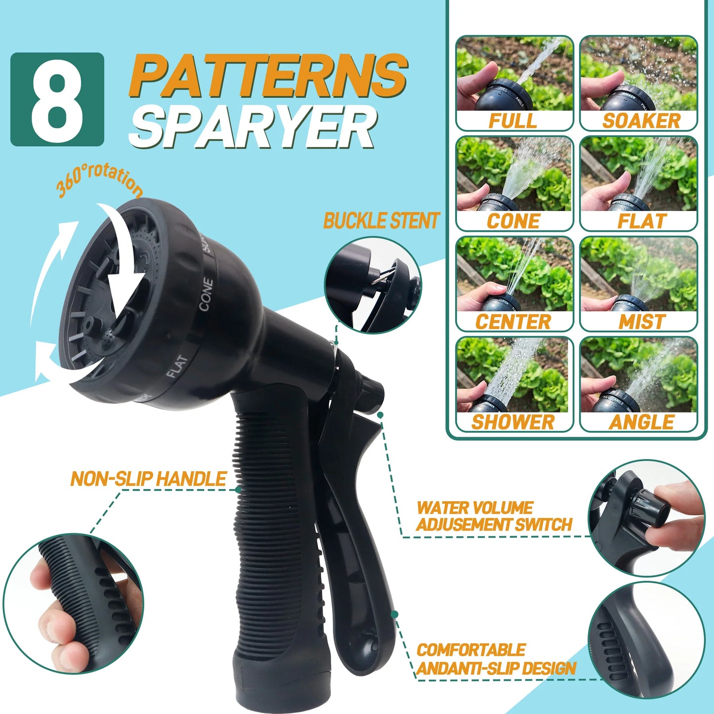 100ft Expandable Garden Hose With Nozzle Outdoor Watering