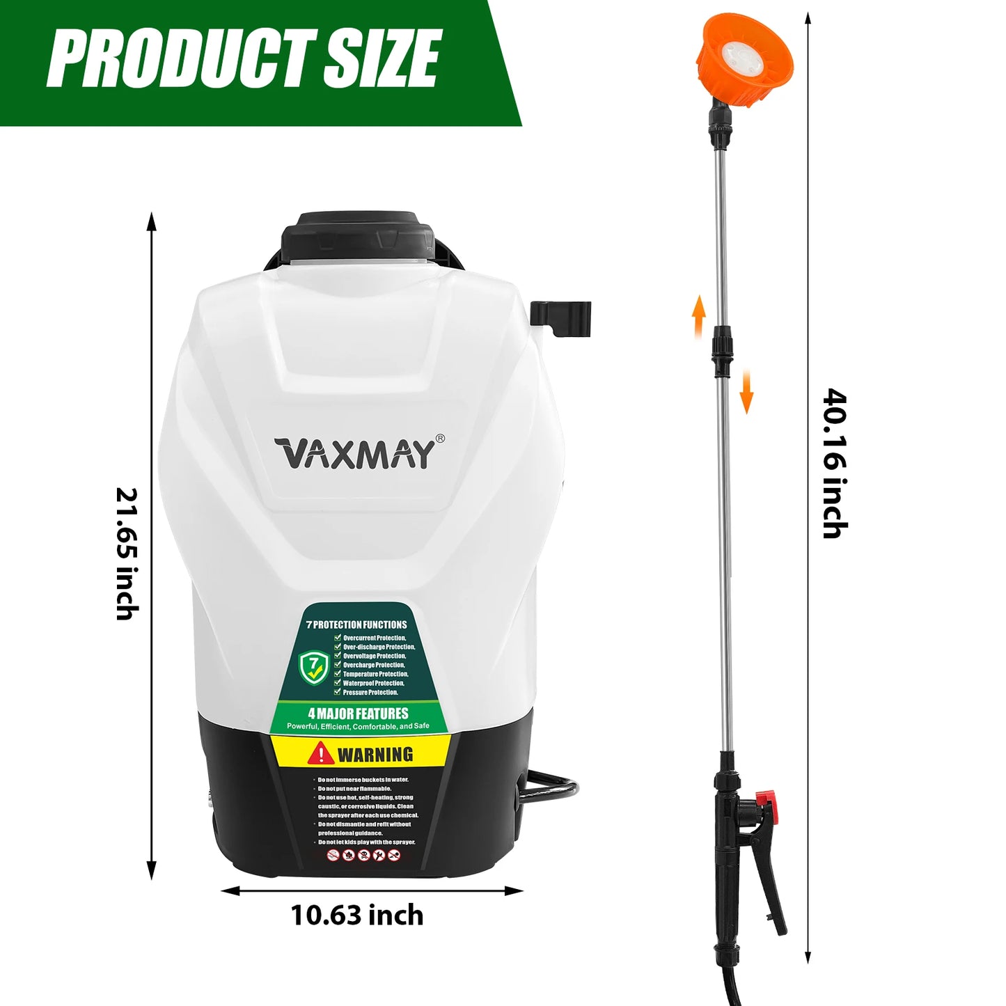4 Gallon Backpack Sprayer Powered Garden Sprayer 75 psi