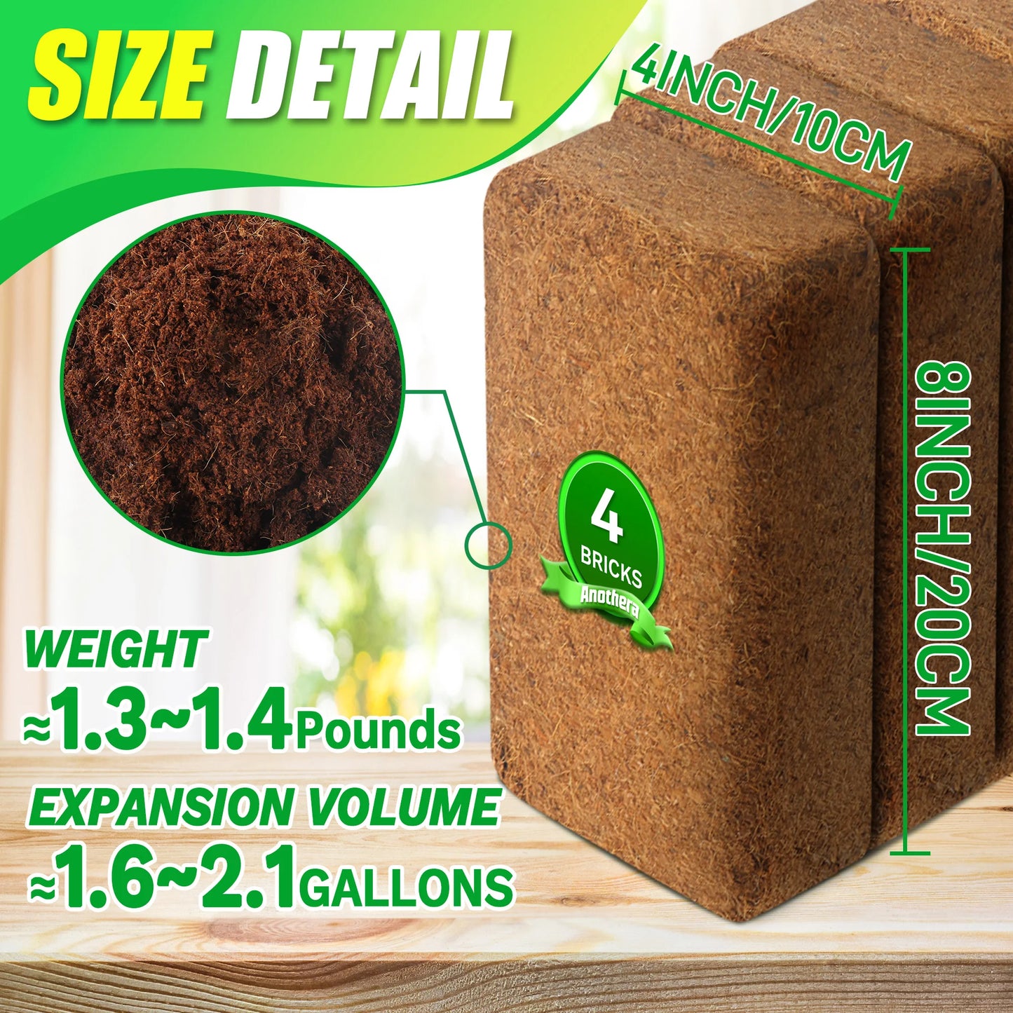 Coco Coir Brick for Plants- 4 Pack Premium
