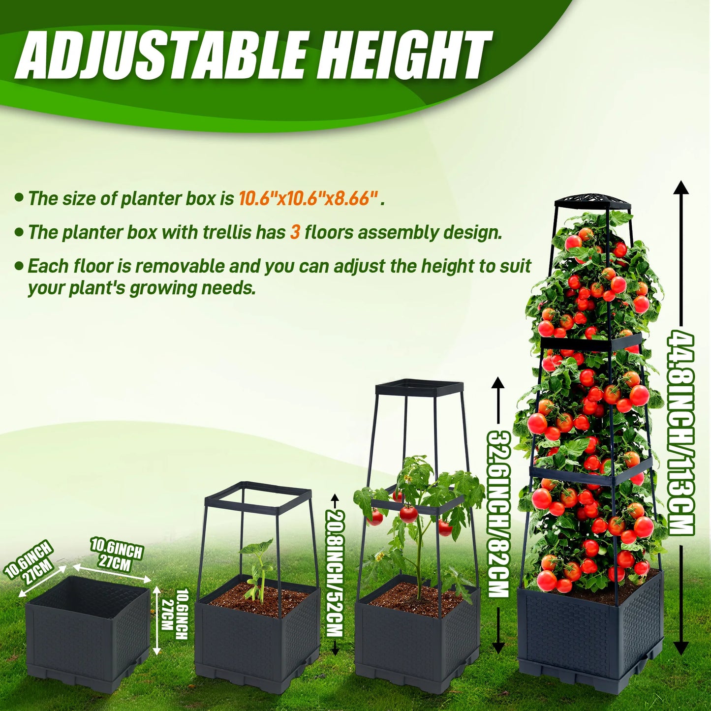 2pcs 44.8Inch Self-Watering Tomato Planter Box