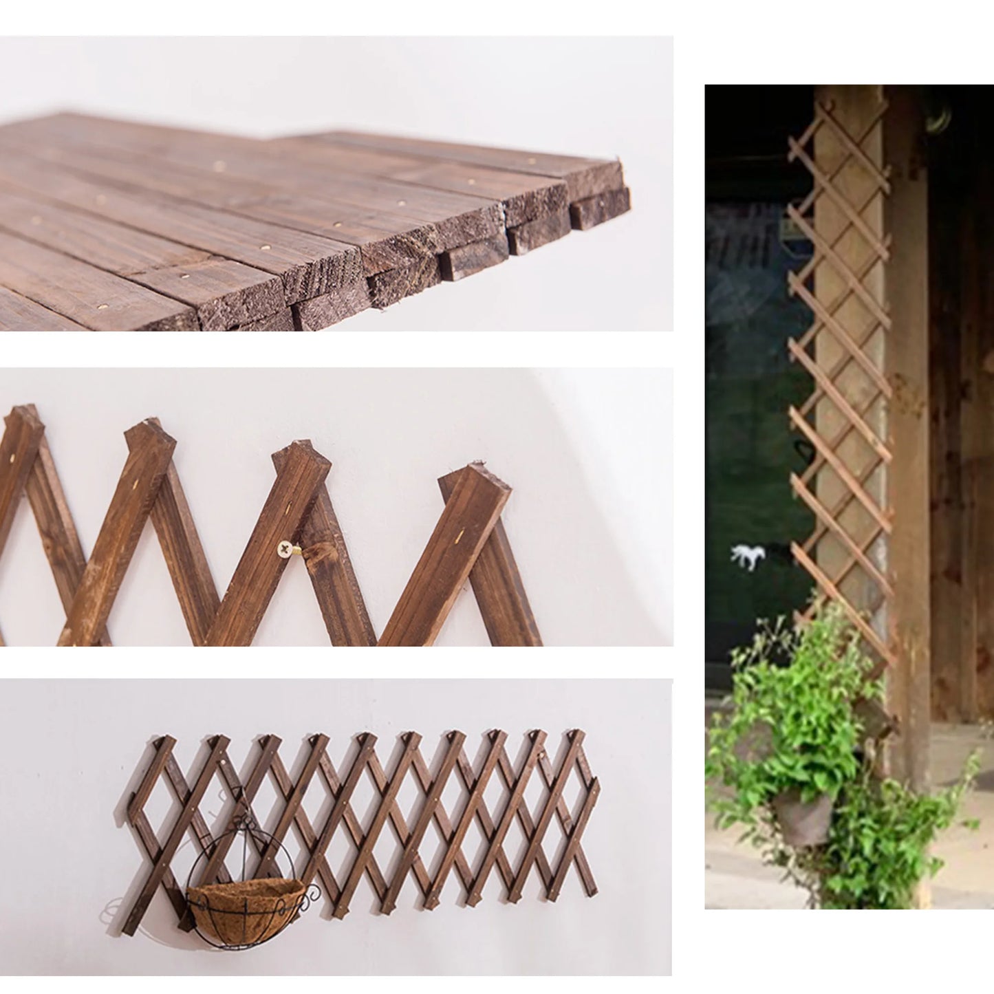 Wooden Lattice Wall 2Pack-Expandable Plant Garden Trellis
