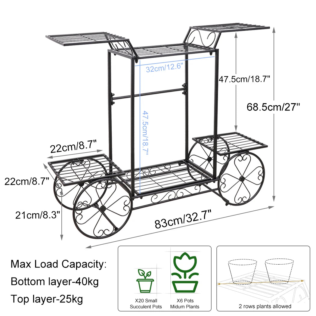 Large Metal Plant Stand 6 Tier Garden Cart