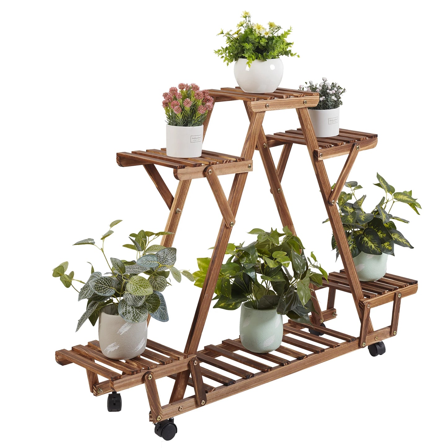 6 Potted Carbonized Wood Plant Holder