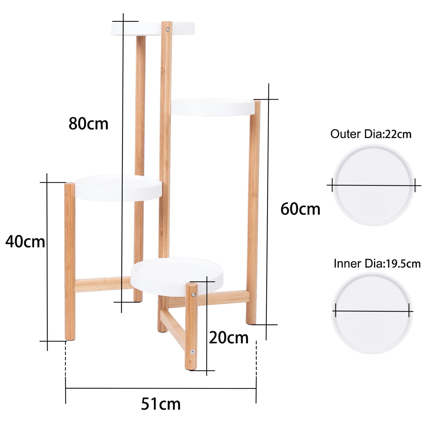 4 Tier Bamboo Plant Stand Tall Corner Indoor