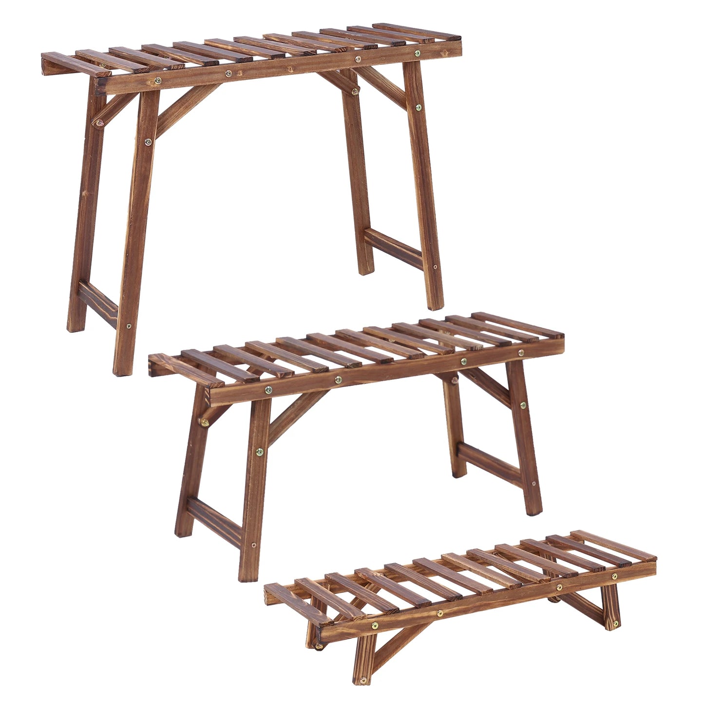 3 Tier Freestanding Ladder Shelf Wood Plant Stand