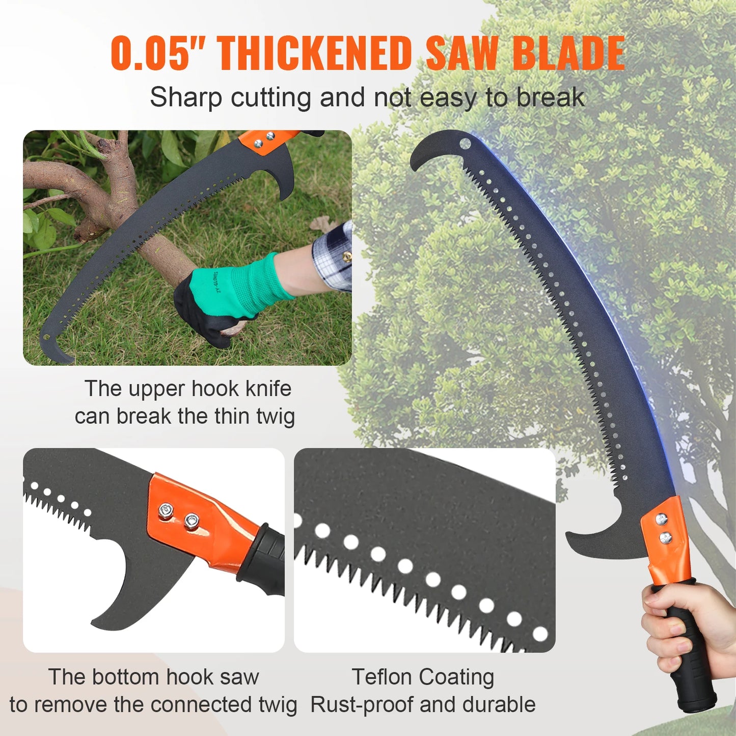 Pole Saw Extendable Tree Pruner Sharp Steel Blade