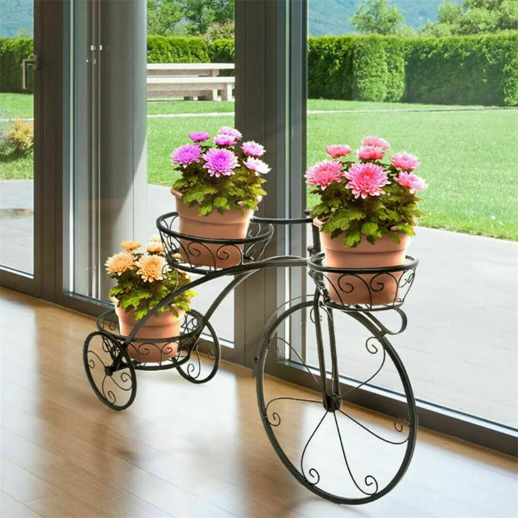 3-Tier Bicycle Plant Stand Wrought Iron Tricycle