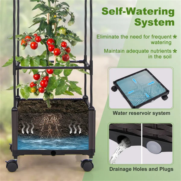 67 inch garden bed with trellis, with Self-Watering System