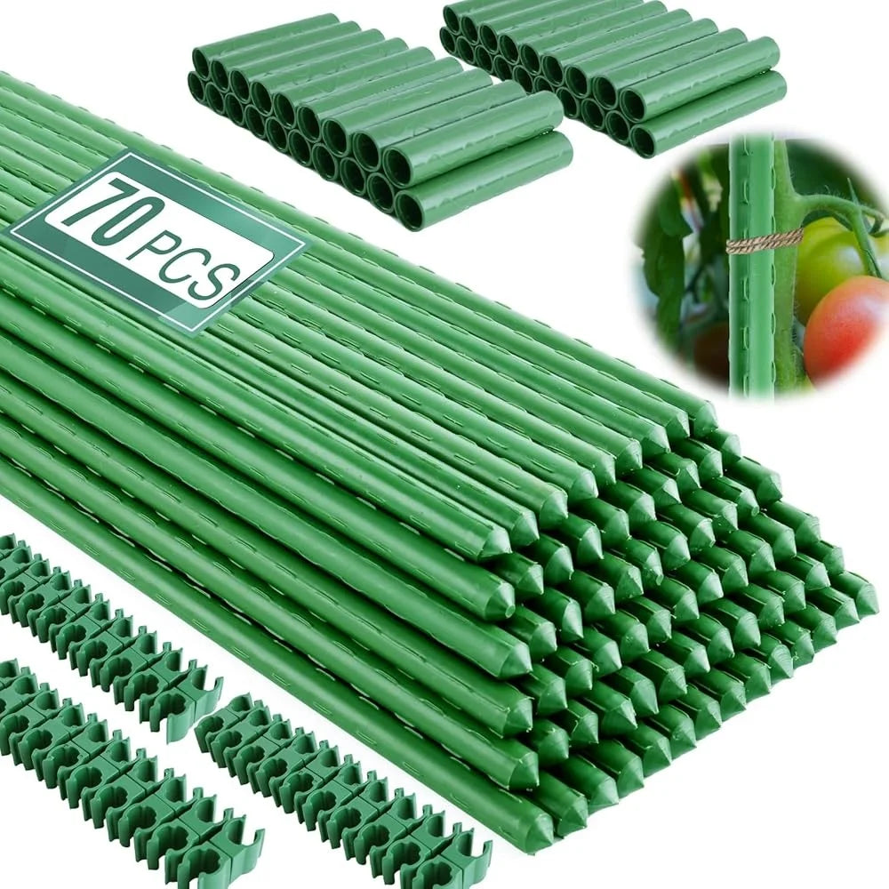 Garden Stakes 70 Pack 16in Plastic Coated Metal Plant Supports