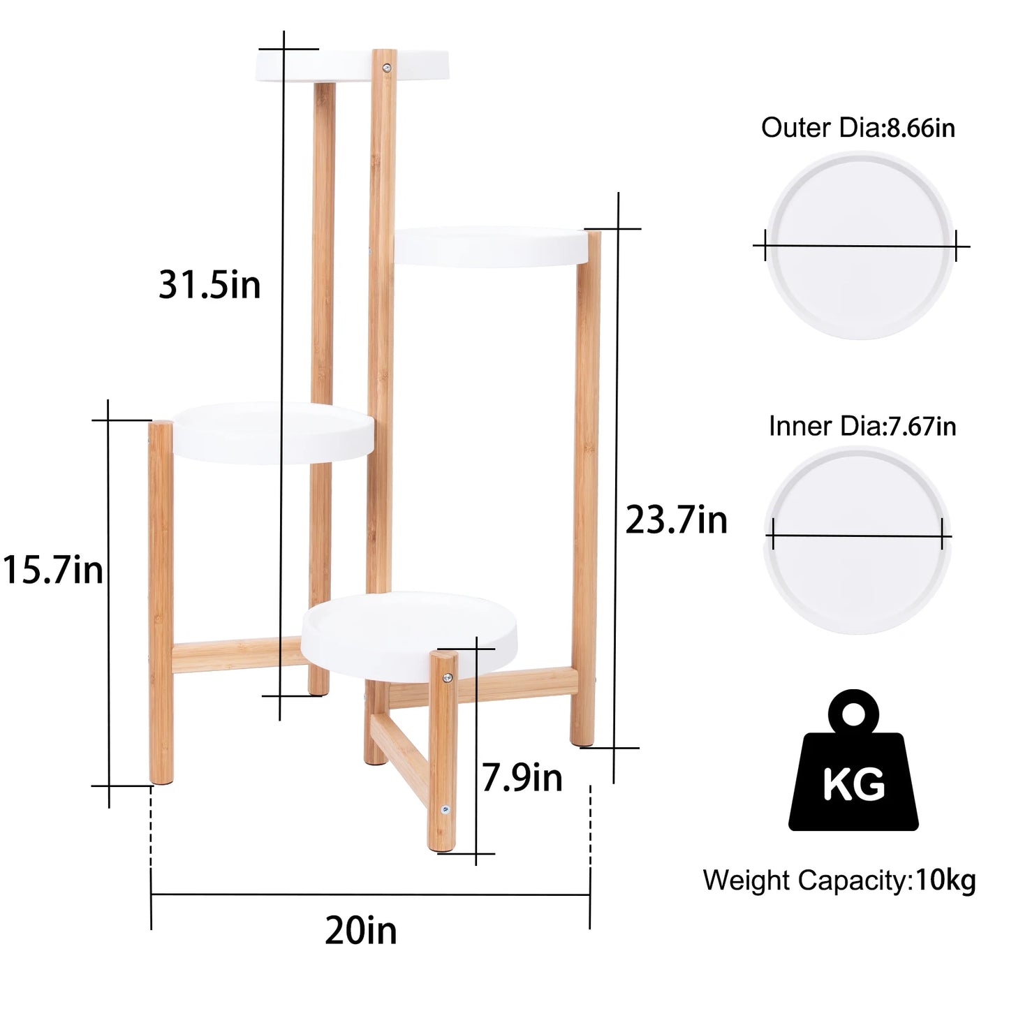 4 Tier Plant Display Shelf Stand Bamboo Plant Rack