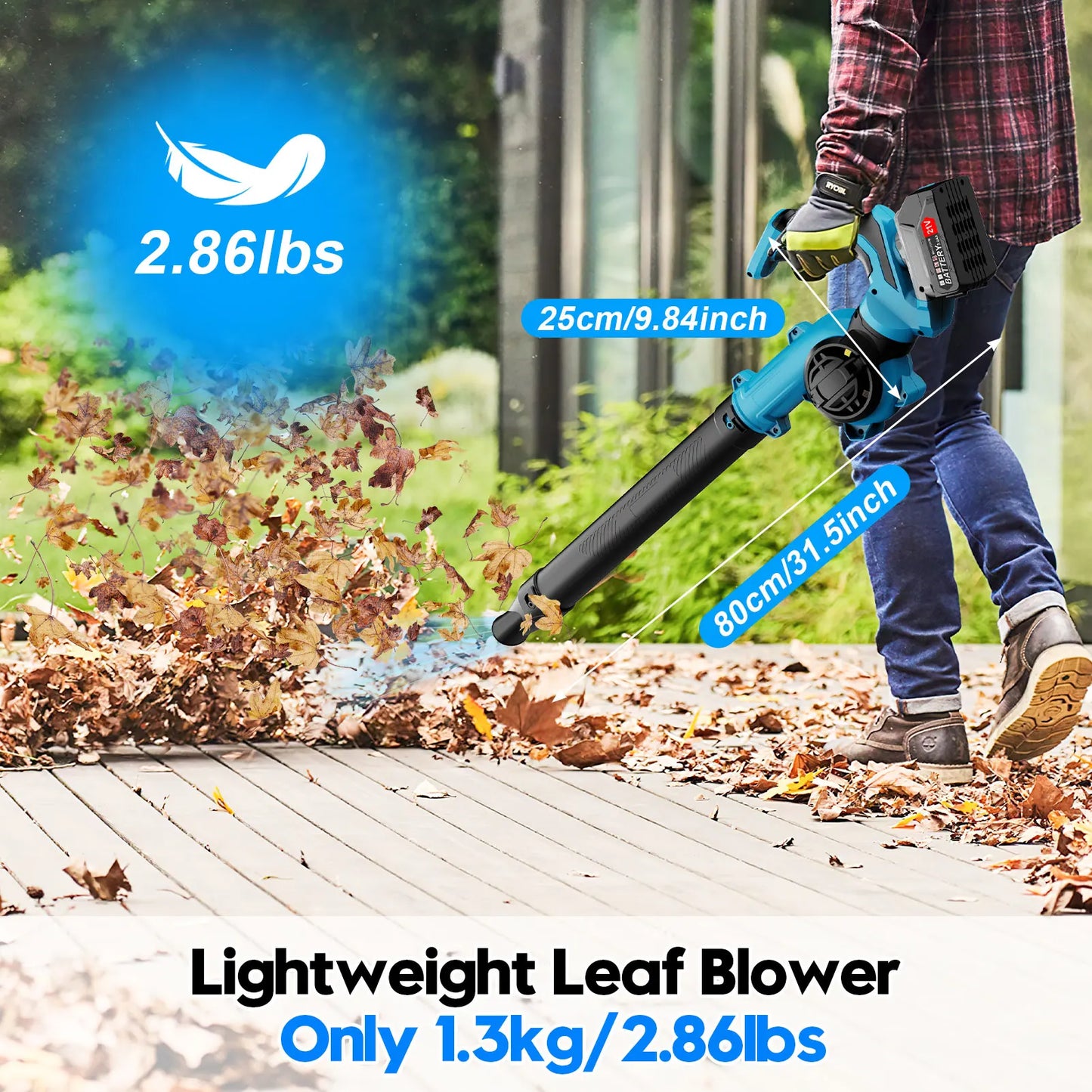 21V Cordless Leaf Blower With 2pc 3000mAh Batteries