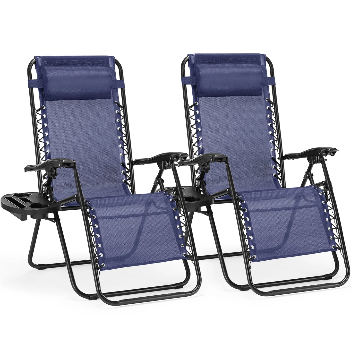 Set of 2 Portable Recliner Patio Garden Lounge Chair