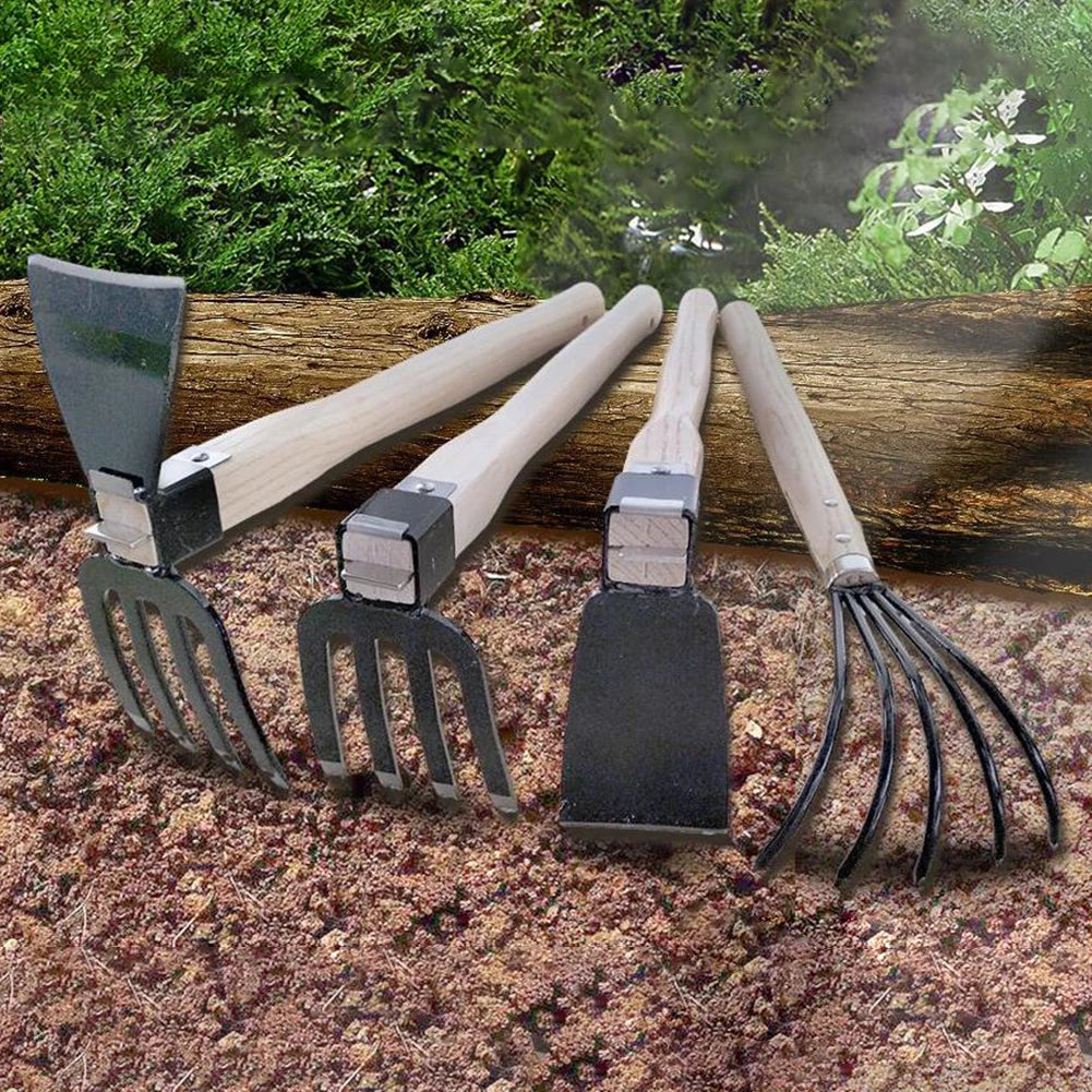 Hand Cultivator with Wooden Handle Garden Rake