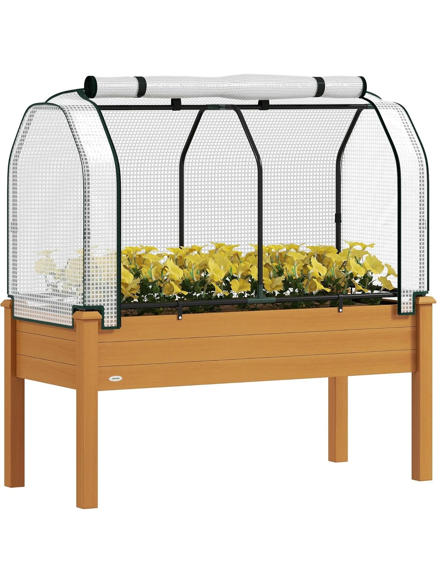 Raised Garden Bed with PE Greenhouse Cover Outdoor