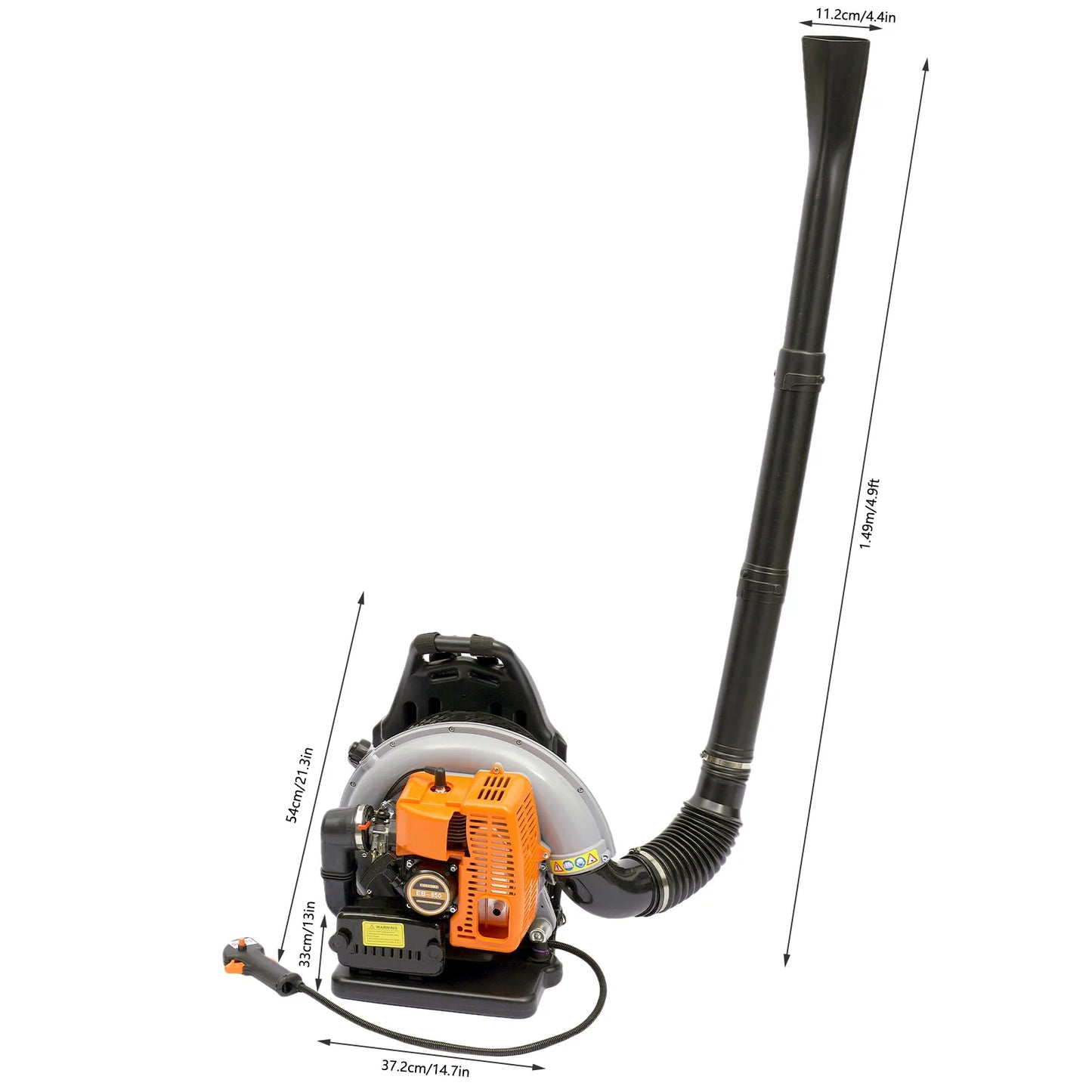 Gasoline-Powered Backpack Leaf Blower, 65CC Engine