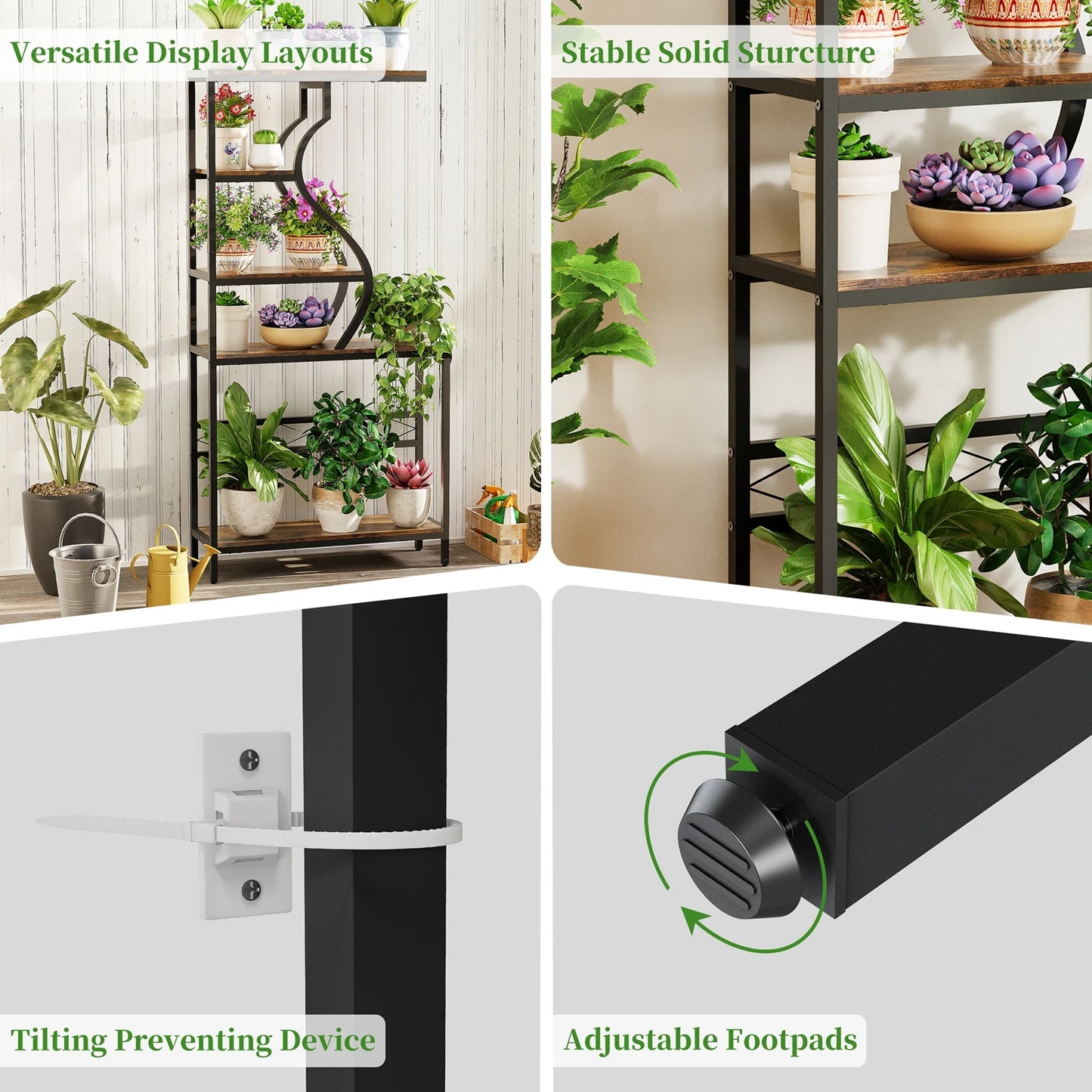 5-Tier Industrial Large Flower Pot Display Rack