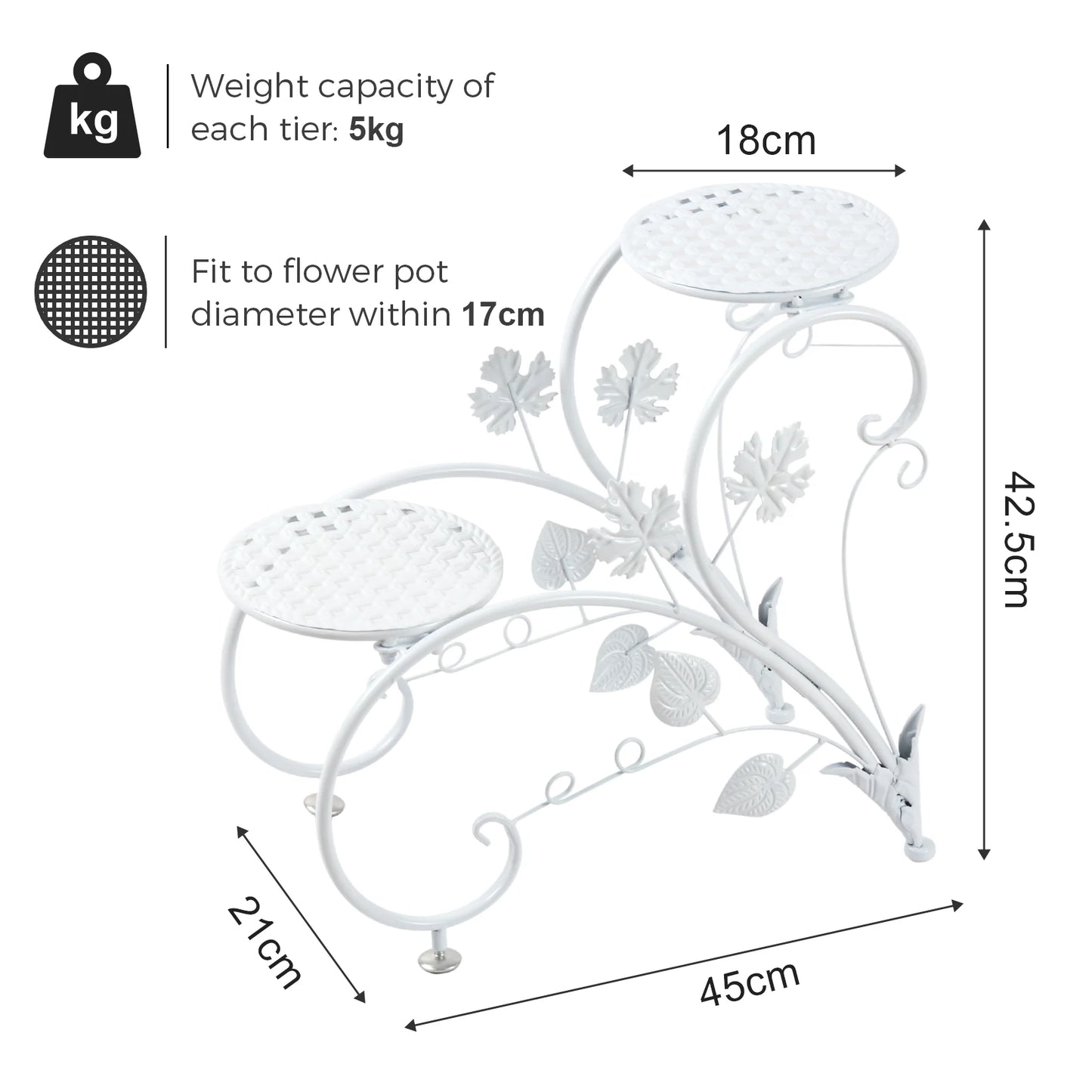 2PCS Rustproof Metal Plant Stand 4 Potted Flower