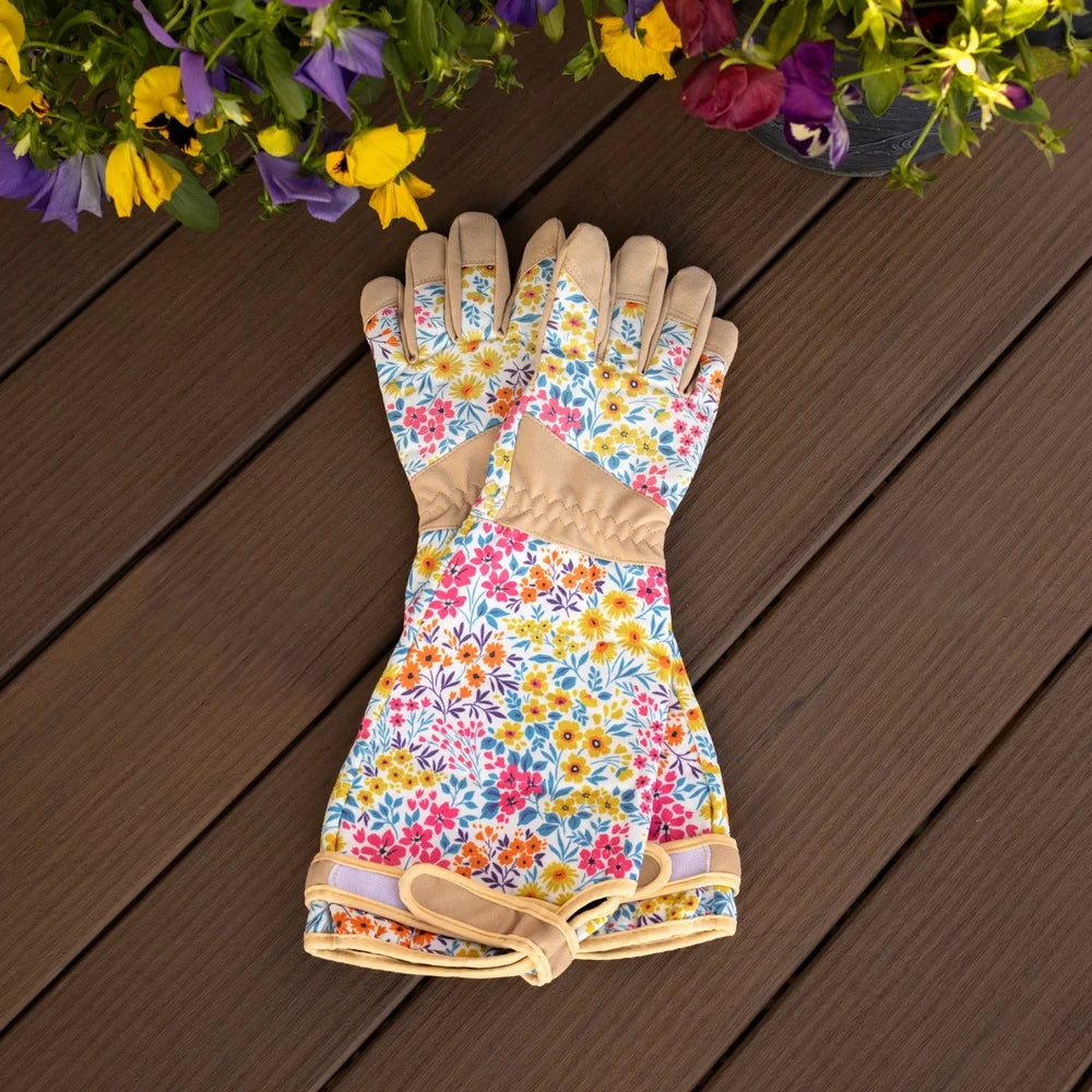 Floral Pattern Garden Gloves Waterproof Durable Breathable