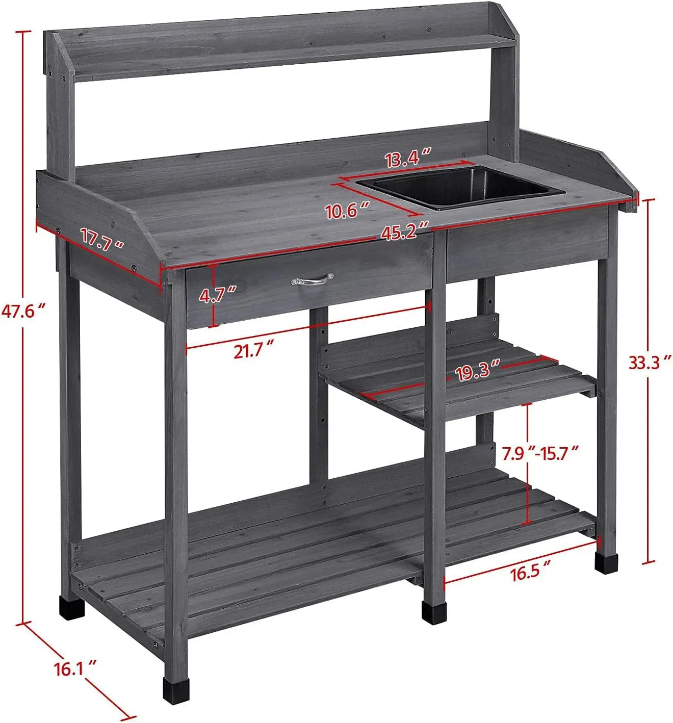 Outdoor Potting Bench Table Potters Garden Workstation