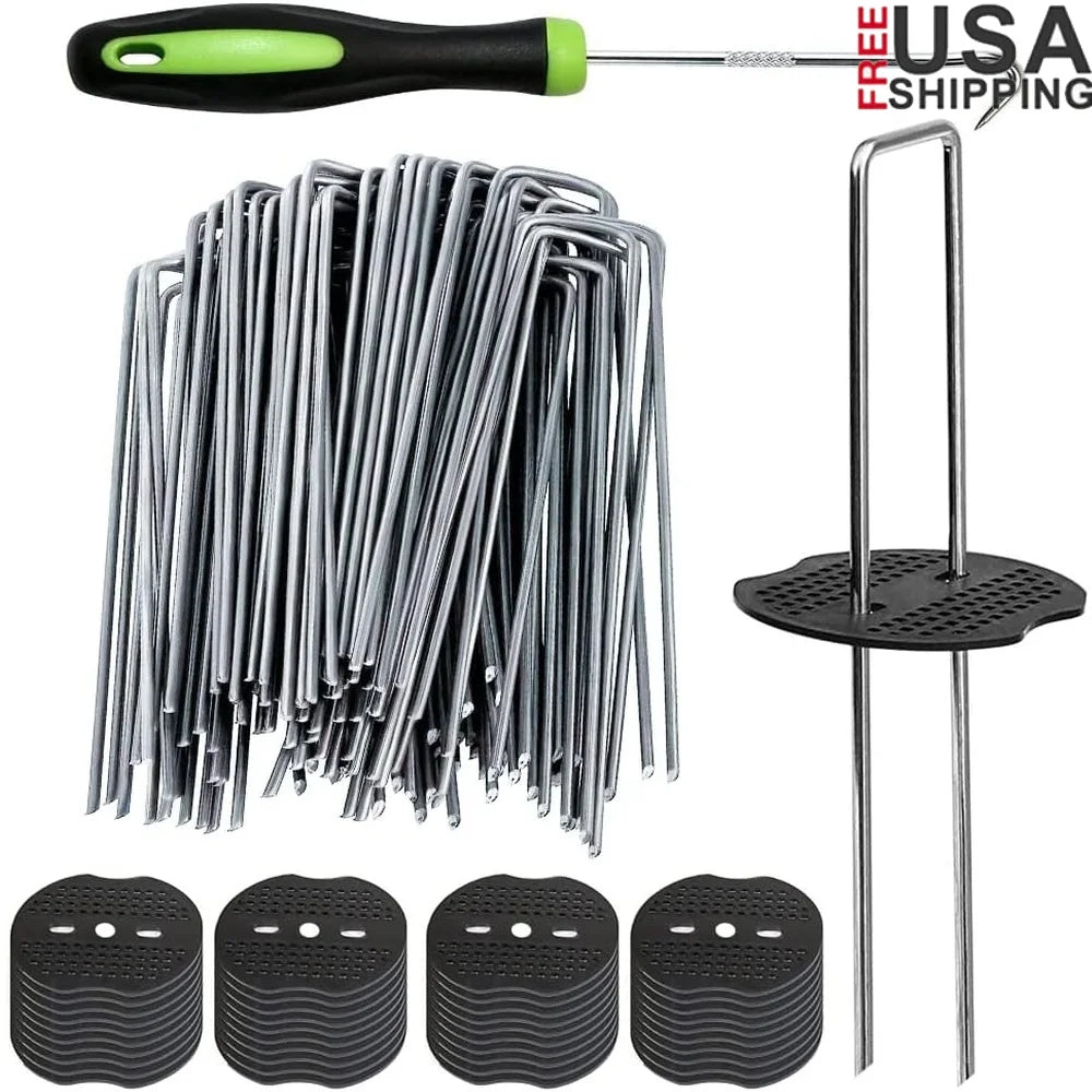 50 Heavy Duty U Shaped Landscape Staples 6Inch
