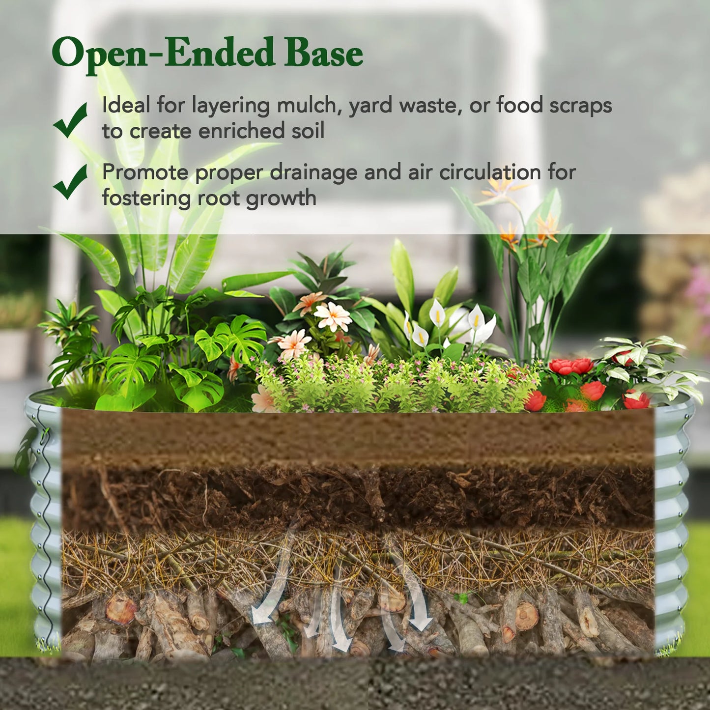 Planter Raised Garden Boxes Outdoor 65" x 32" x 24"