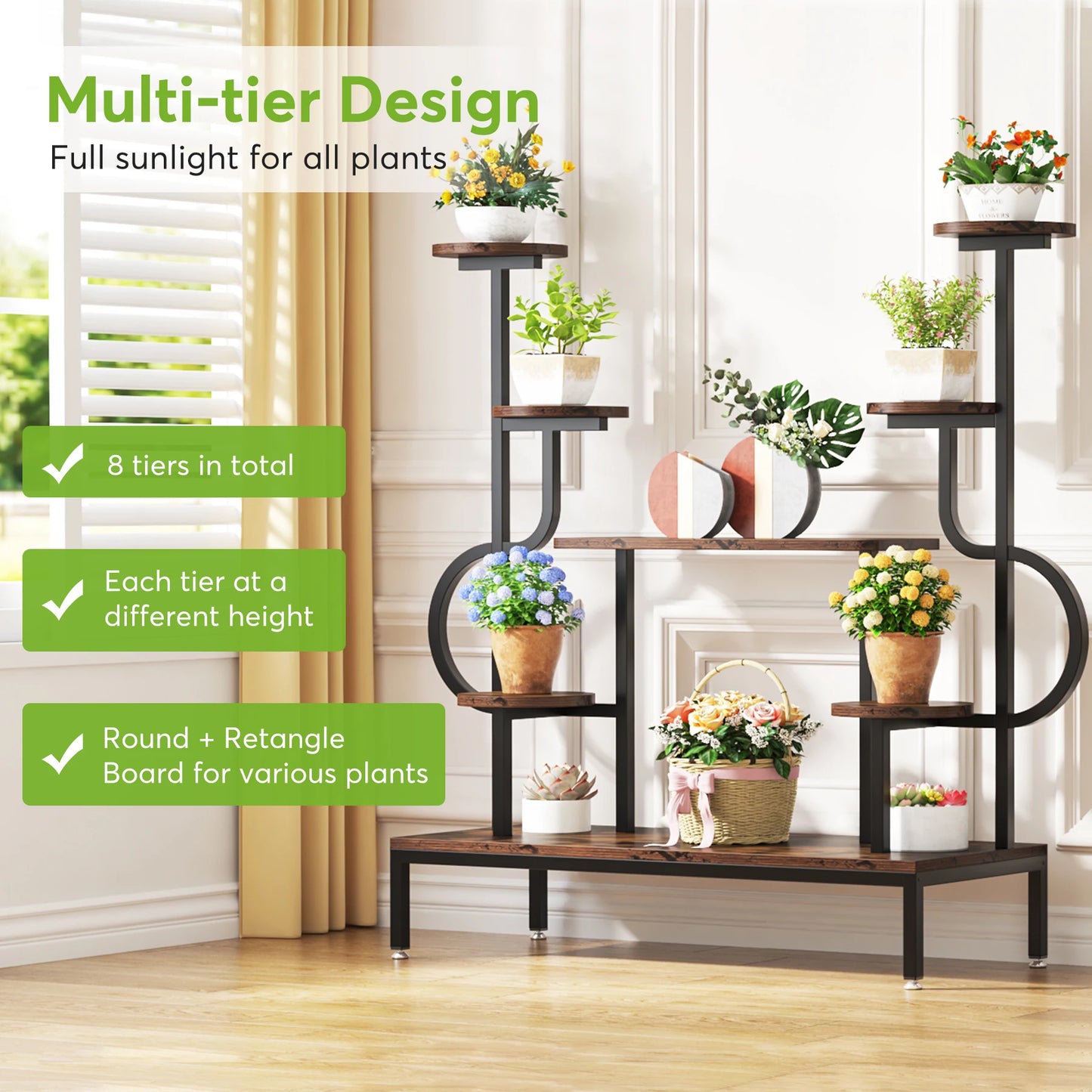 8-Tier Metal Plant Stand, for Multiple Plant
