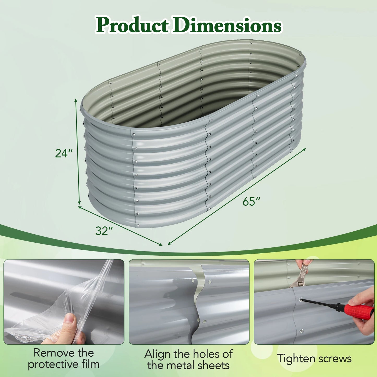 Planter Raised Garden Boxes Outdoor 65" x 32" x 24"