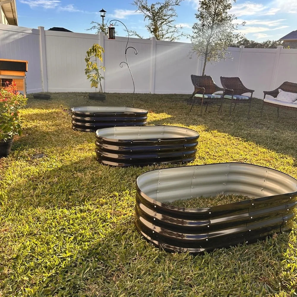 Galvanized Metal Raised Garden Bed Set of 3 Durable Planter Box