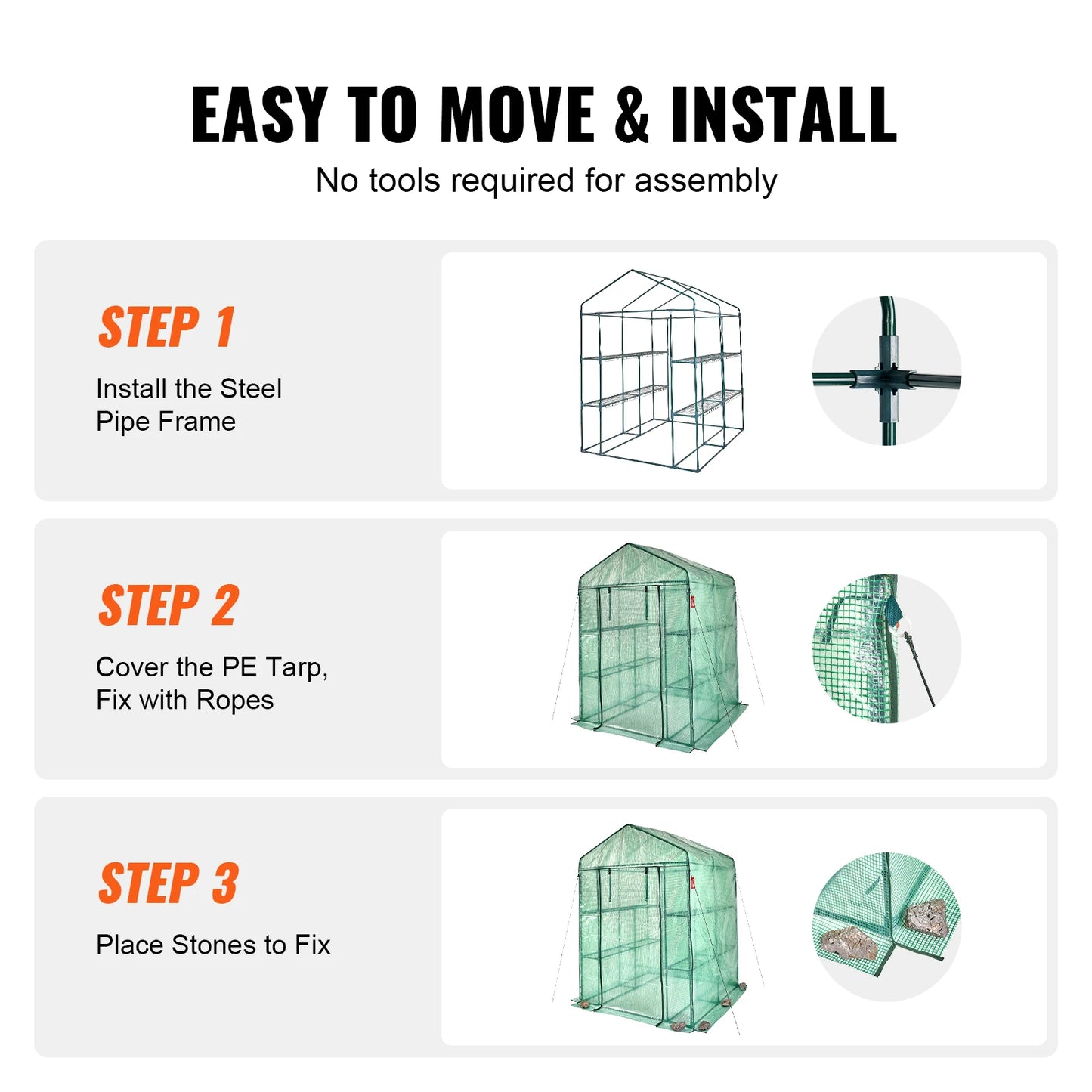 Walk-in Green House Greenhouse with Shelves
