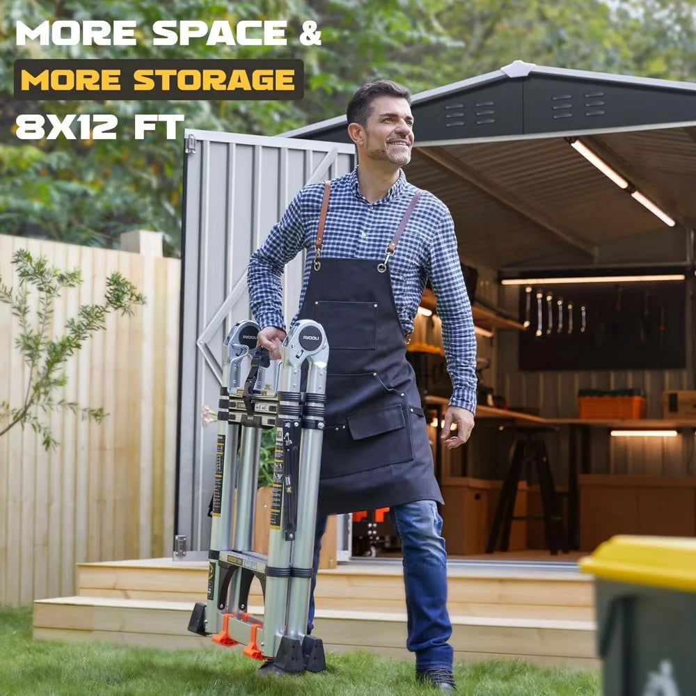 8 x 12 FT Outdoor Storage Shed, Garden, Patio, Lawn, Black