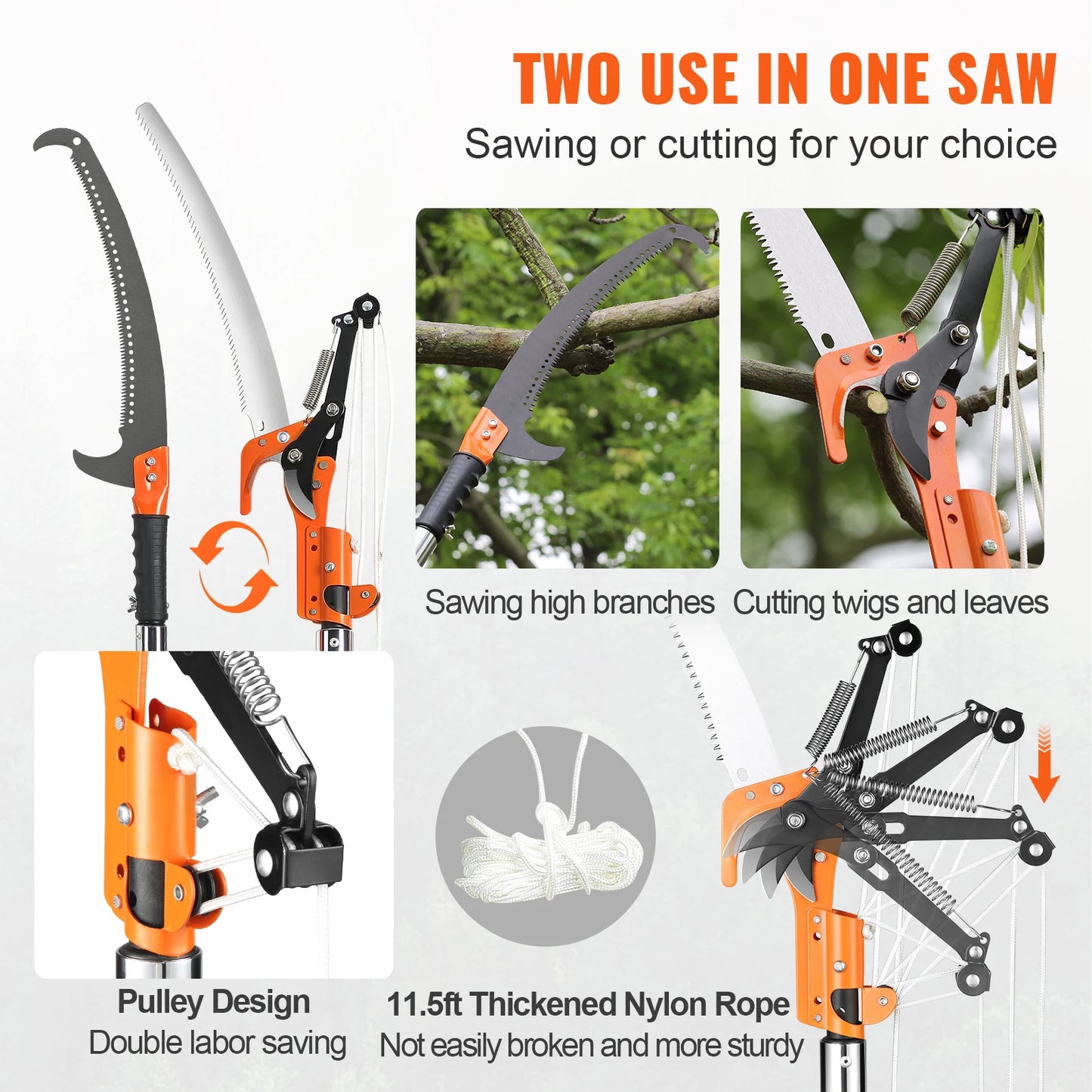 Pole Saw Extendable Tree Pruner Sharp Steel Blade