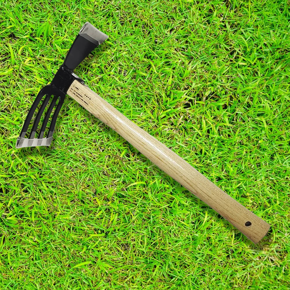 Hand Cultivator with Wooden Handle Garden Rake