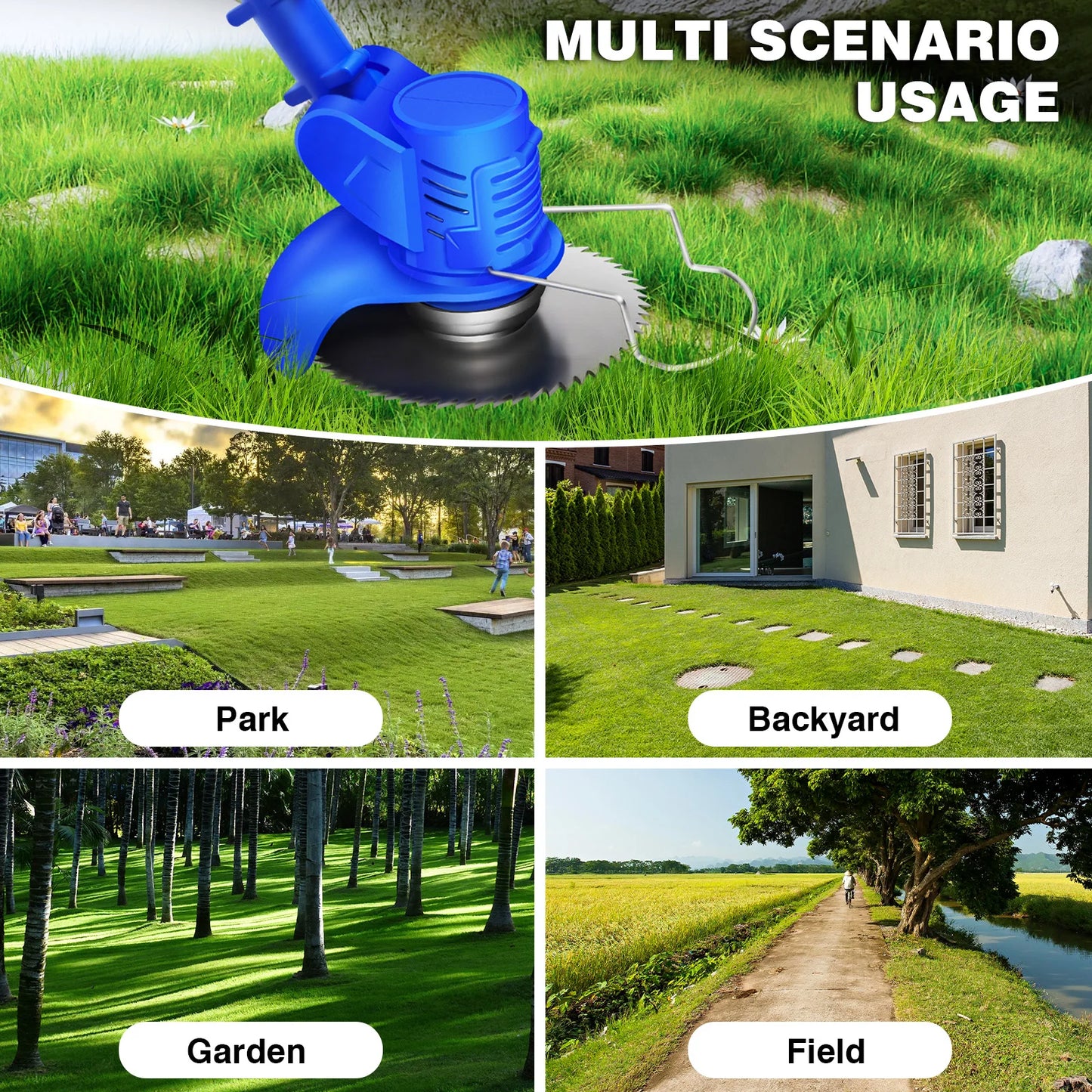 21V Grass Trimmer Electric Cordless Strimmer with 2x Battery