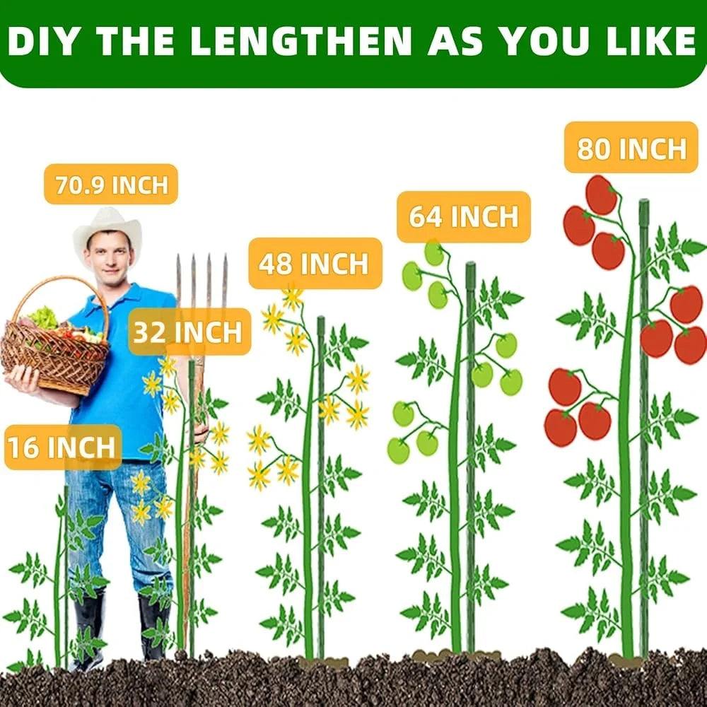 Garden Stakes 70 Pack 16in Plastic Coated Metal Plant Supports
