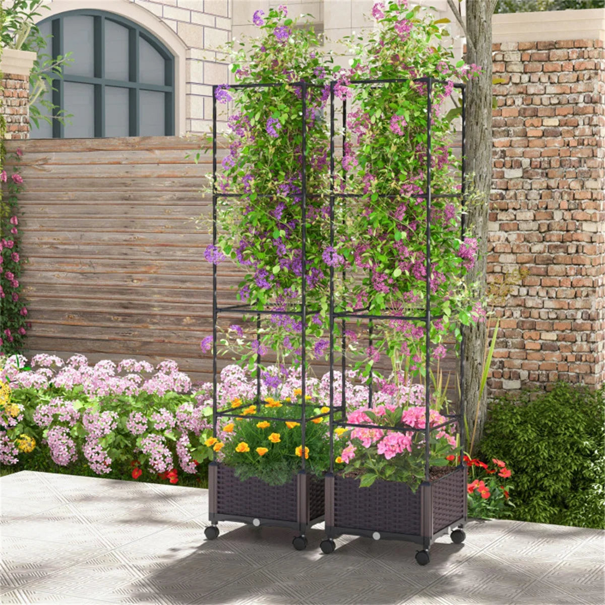 67 inch garden bed with trellis, with Self-Watering System