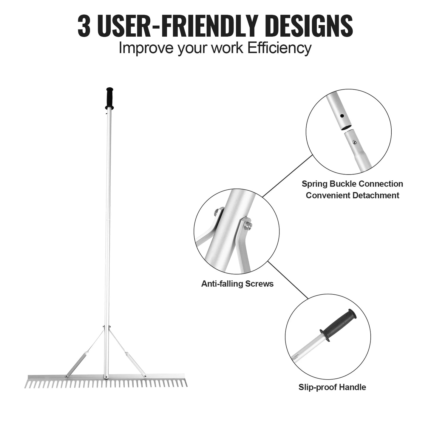 SucceBuy Landscape Rake 36" Head Aluminum Landscape Rake