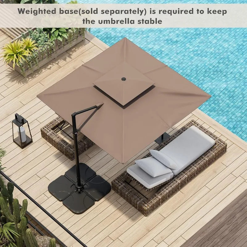 9.5' Cantilever Patio Umbrella, Outdoor Square Offset Umbrella