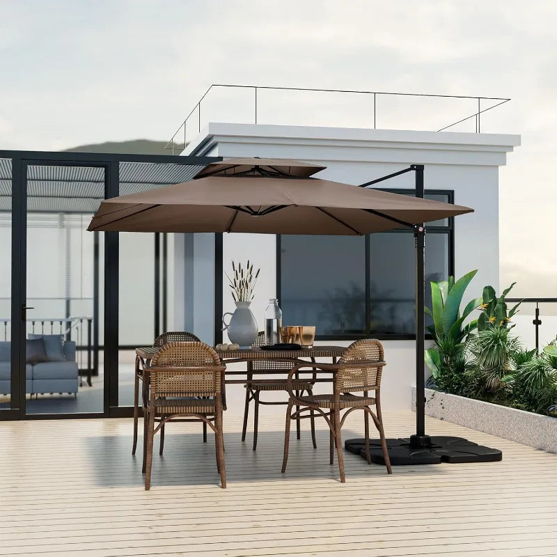 9.5' Cantilever Patio Umbrella, Outdoor Square Offset Umbrella
