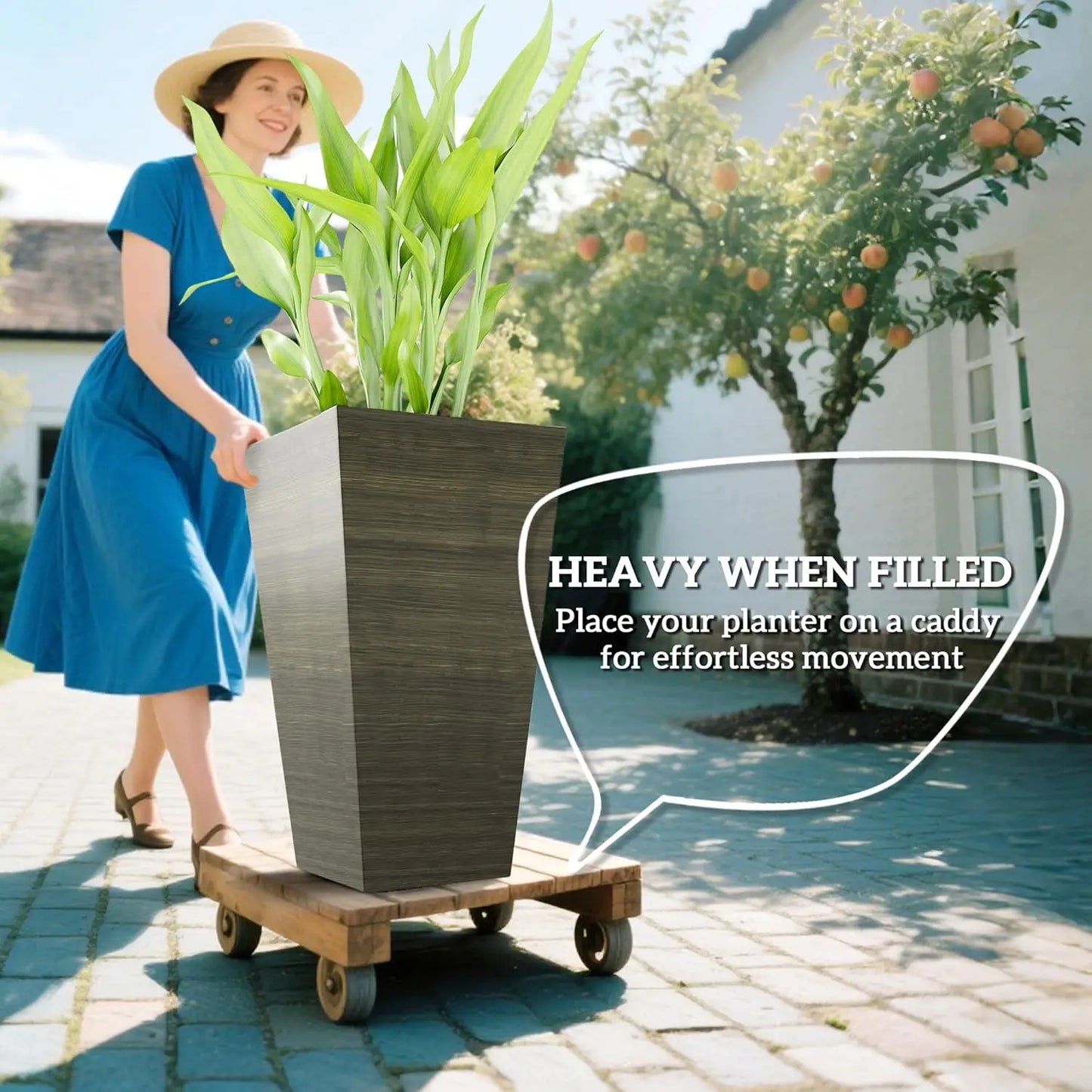 Outdoor Planter Set of 3, 28 Inch Taper Pots