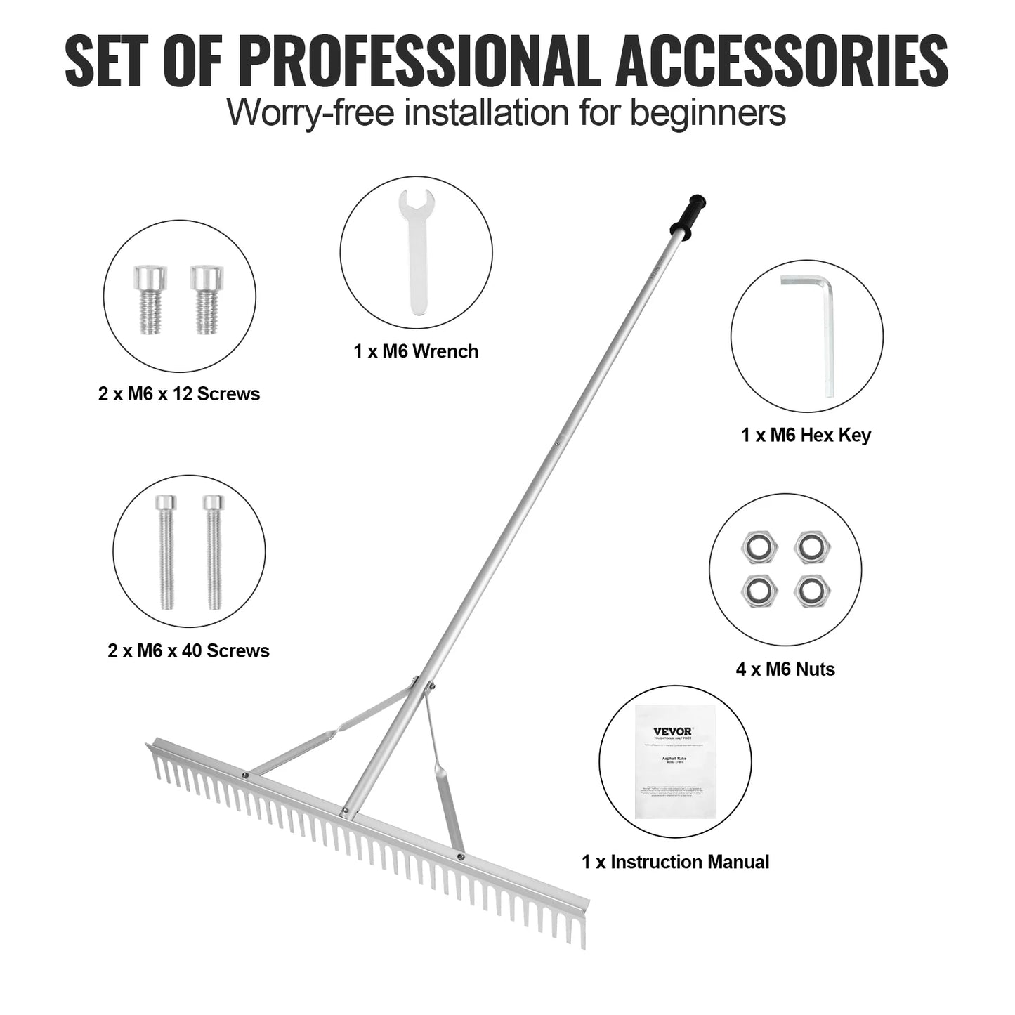 SucceBuy Landscape Rake 36" Head Aluminum Landscape Rake