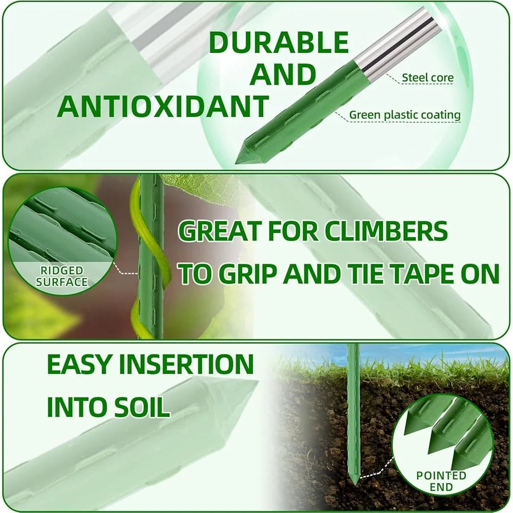 Garden Stakes 70 Pack 16in Plastic Coated Metal Plant Supports