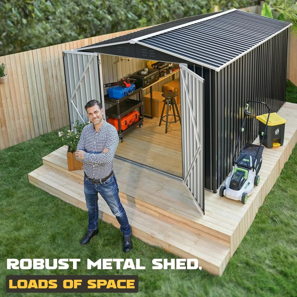 8 x 12 FT Outdoor Storage Shed, Garden, Patio, Lawn, Black