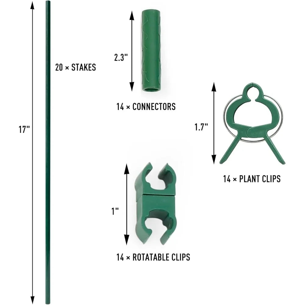 62pcs Garden Stakes Kit Fiberglass Plant Support Stakes