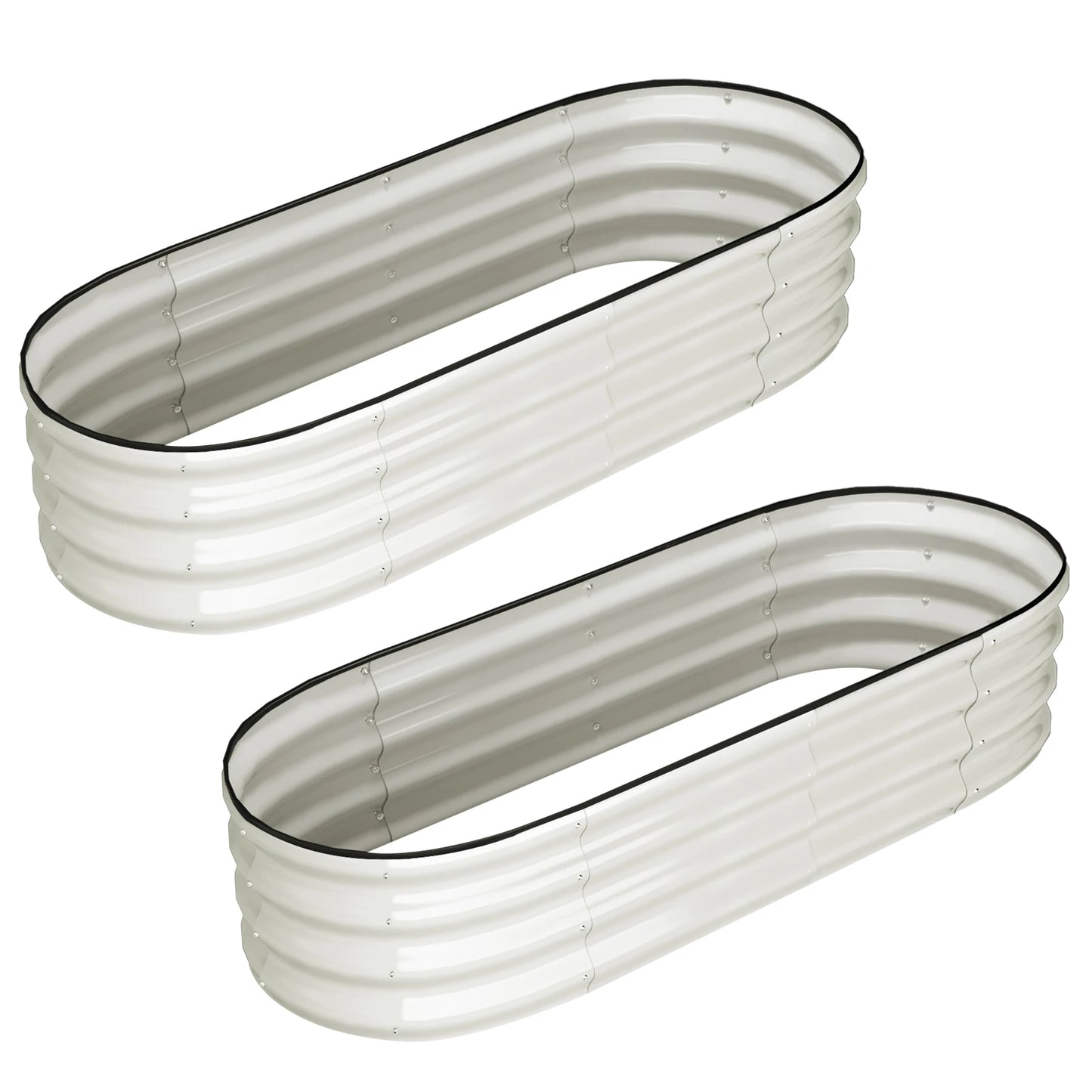 2 Pcs 4.5x2x1ft Oval Raised Garden Bed, Galvanized
