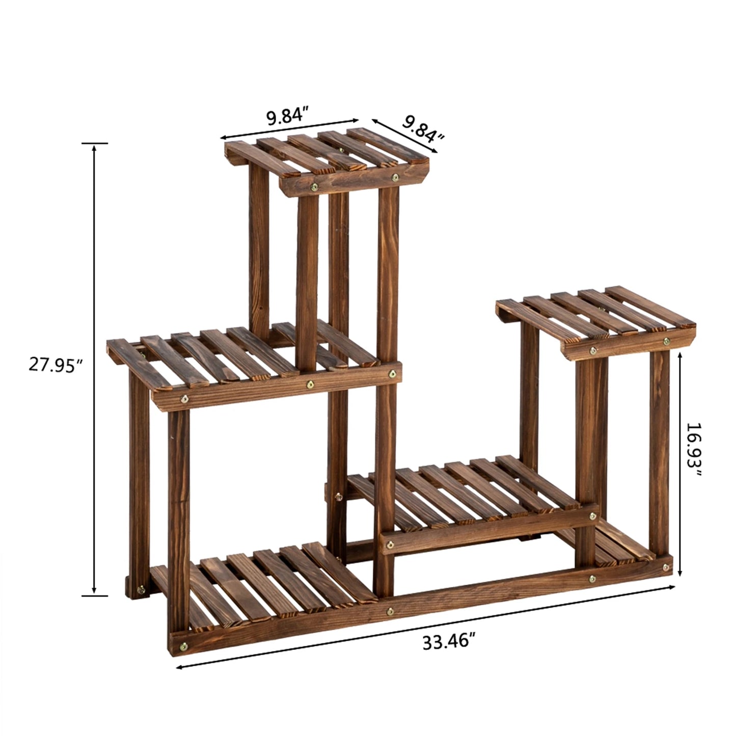 4-Story 7-Seat Carbonized Wood Plant Stand